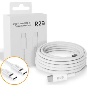 R2B® USB-C naar USB-C Kabel - 1 Meter - Extra stevig - USB-C Oplader - Wit