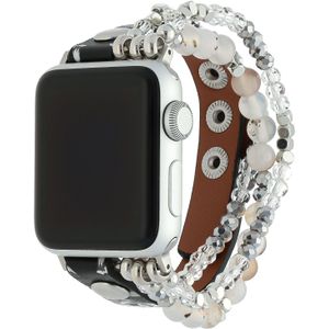 Apple Watch Leren Sieraden Band - Bloemen Zwart - 38, 40 & 41mm