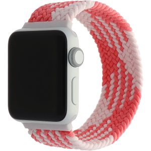Apple Watch Nylon Gevlochten Solo Band - Roze Wit - 42, 44, 45 & 49mm - XS