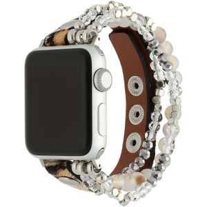 Apple Watch Leren Sieraden Band - Luipaard Zilver - 42, 44, 45 & 49mm