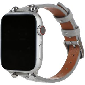 Apple Watch Leren Slim Band - Grijs - 42, 44, 45 & 49mm