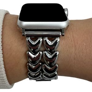 Apple Watch Hart Stalen Schakel Band - Zilver - 38, 40 & 41mm