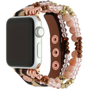 Apple Watch Leren Sieraden Band - Luipaard Rose Goud - 42, 44, 45 & 49mm