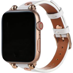 Apple Watch Leren Slim Band - Wit - 42, 44, 45 & 49mm