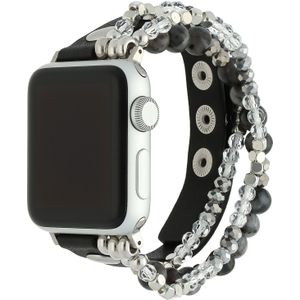 Apple Watch Leren Sieraden Band - Zwart - 42, 44, 45 & 49mm