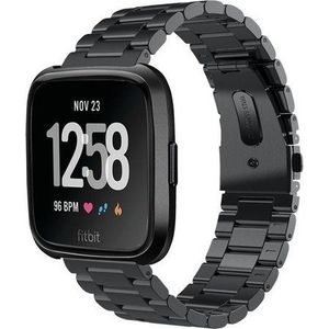 Fitbit Versa Kralen Stalen Schakel Band - Zwart