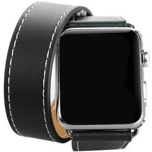 Apple Watch Leren Long Loop Band - Zwart - 42, 44, 45 & 49mm