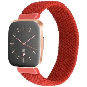 Fitbit Versa Nylon Gevlochten Solo Band - Rood - XL