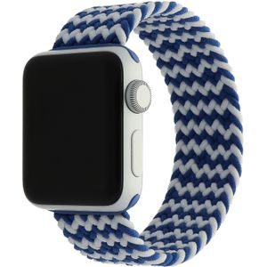 Apple Watch Nylon Gevlochten Solo Band - Blauw Wit Mix - 42, 44, 45 & 49mm - S