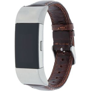 Fitbit Charge 2 Genuine Leren Band - Donkerbruin