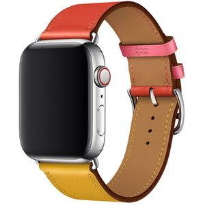 Apple Watch Leren Band - Rood Geel - 42, 44, 45 & 49mm