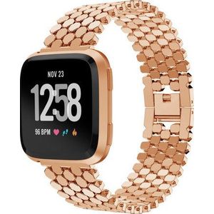 Fitbit Versa Vis Stalen Schakel Band - Rose Goud