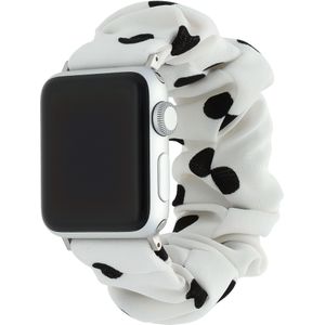 Apple Watch Nylon Scrunchie Band - Wit Met Zwarte Stippen - 38, 40 & 41mm