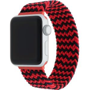 Apple Watch Nylon Gevlochten Solo Band - Rood Zwart Mix - 38, 40 & 41mm - L