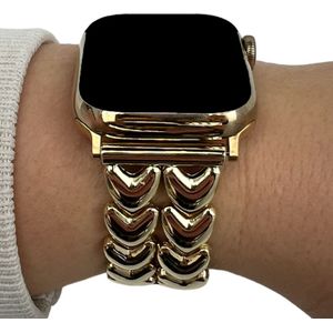 Apple Watch Hart Stalen Schakel Band - Goud - 42, 44, 45 & 49mm