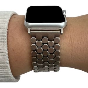 Apple Watch Vis Stalen Schakel Band - Sterrenlicht - 42, 44, 45 & 49mm