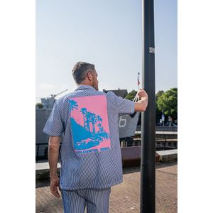 Colourful Rebel Regular Fit Overhemd Ezra Boulevard Stripes met Backprint White/ Dark Blue