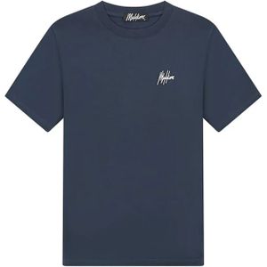 Malelions - Men Signature - T-shirt - Blauw - Ronde Hals - Korte Mouwen