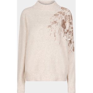 Sweater - Crème - Luxe Dames Trui - Met Paillettenaccent