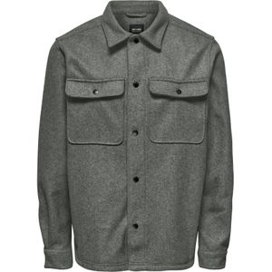 Only & Sons - Onsash Ovr Woolen Look - Overhemd - Castor Gray/Melange - Lange Mouwen