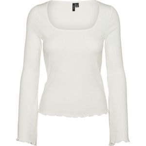 VMPOLLY L/S RIB BALLOON SLEEVE TOP - Snow White
