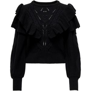 ONLRILLO - LS RUFFLE ONECK - Trui - Ruches - Gebreide Uiteindes