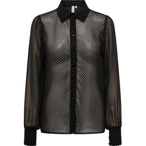 Only Blouse Onlisabella Ls Shirt Wvn 15273052 Black/white Dot Dames Maat - XS