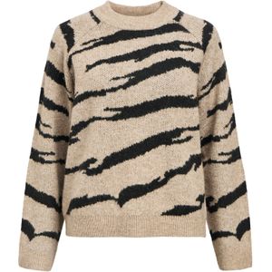 Object - Objdiana Ls Re O-neck Knit Noos - Trui - Morel/Black Zebr