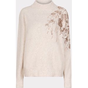 Sweater - Crème - Luxe Dames Trui - Met Paillettenaccent