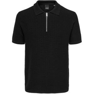 Only & Sons - DS 12 Struc - Polo - Zwart - Halve Zip