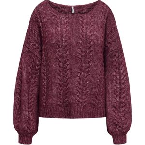 Only - Onlida Life Ls Cable Wide-neck - Trui - Cabernet/Melange