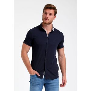 Gabbiano - Overhemd - Navy - Structuur - Korte Mouwen