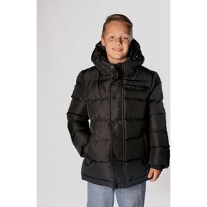 Ballin - 4009 - Winterjas - Zwart - Voor Jongens - 3 Zakken - Knoop- en Ritssluiting