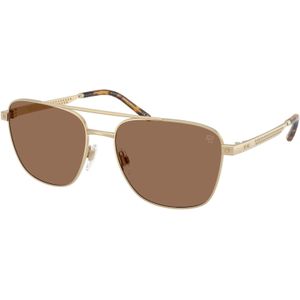 Ralph Lauren Man RL7091 947873 Zonnebrillen Staal Goud Bruin Piloot Normaal
