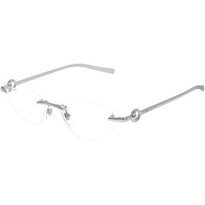 Gucci Vrouw Gucci GG1702O 001 Optische monturen Metaal Zilver Transparant Kattenoog