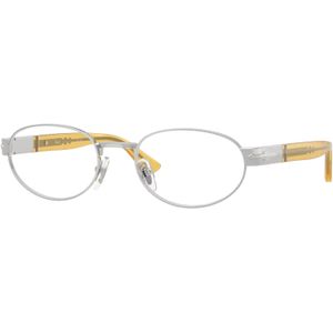 Persol Unisex PO1026V  518 Optische monturen Metaal Zilver Transparant Rotonde Normaal