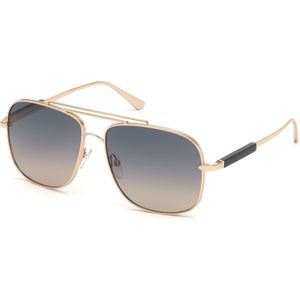 TOM FORD Man FT0669 Jude 28B Zonnebrillen Metaal Goud Grijs Geometrisch Normaal Gearceerd