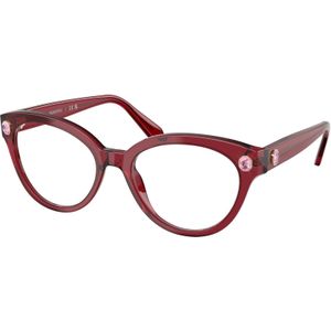Swarovski Vrouw SK2037 1055 Optische monturen Acetaat Rood Transparant Rotonde Normaal