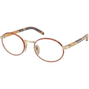 Prada Vrouw PR B55V 22E1O11 Optische monturen Metaal Havana Transparant Rotonde Normaal