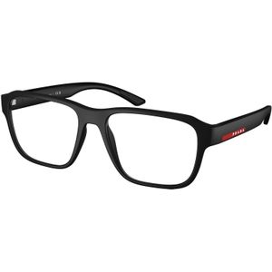 Prada Linea Rossa Man PS 05RV DG01O11 Optische monturen Geïnjecteerd Zwart Transparant Geometrisch Normaal