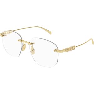 Gucci Vrouw Gucci GG1806O 001 Optische monturen Metaal Goud Transparant Kwadraat