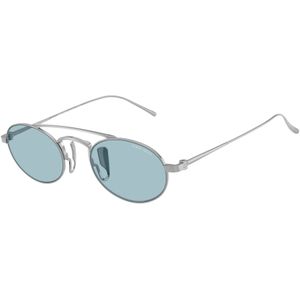 Giorgio Armani Man AR6161T 3387/1 Zonnebrillen Titanium Zilver Blauw Rotonde Normaal
