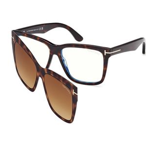 TOM FORD Vrouw FT6069-B 052 Optische monturen Acetaat Havana Bruin Kwadraat Normaal