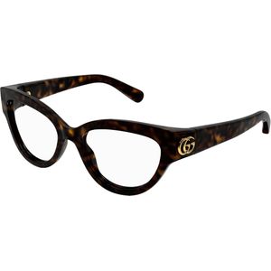 Gucci Vrouw GG1598O 002 Optische monturen Geïnjecteerd Havana Transparant Kattenoog