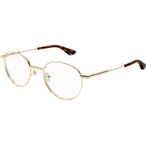 Alexander McQueen Unisex AM0502O 002 Optische monturen Metaal Goud Transparant Rotonde