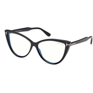 TOM FORD Vrouw FT5843-B 001 Blauwlicht brillen Plastic Zwart  Kattenoog Blauw anti-licht