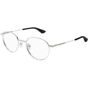 Alexander McQueen Unisex AM0502O 001 Optische monturen Metaal Zilver Transparant Rotonde