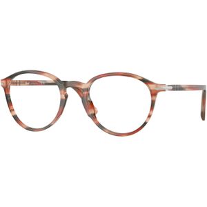 Persol Unisex PO3218V  1233 Optische monturen Acetaat Rood Transparant Pantos Normaal