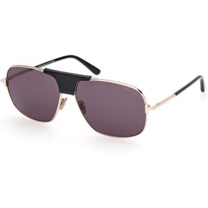 TOM FORD Man FT1096 Tex 28A Zonnebrillen Metaal Goud Grijs Hurken Normaal