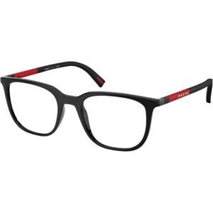 Prada Linea Rossa Man PS 04RV 1AB1O11 Optische monturen Geïnjecteerd Zwart Transparant Kussen Normaal